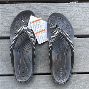 CROCS Black and Silver Studded Sandals